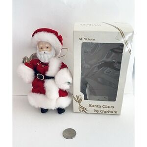 Vintage GORHAM Christmas Porcelain Ornament 7" Santa Claus St. Nicholas Box 1985